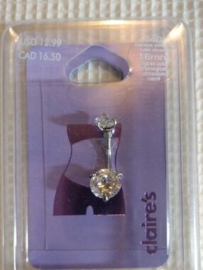 Claire's Crystal Circle Belly Ring - Silver